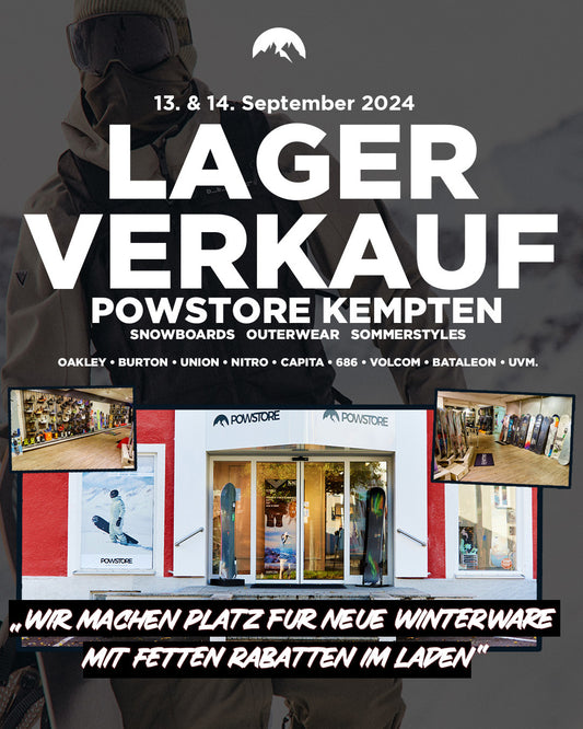 Lagerverkauf Powstore Kempten am 13./14. September 2024 - Riesen Rabatte auf Sommerstyles und Winterware